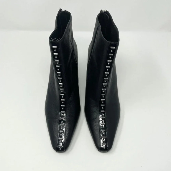Zara Faux Leather Studded Boots Booties Heels Sz 9 - Picture 3 of 9